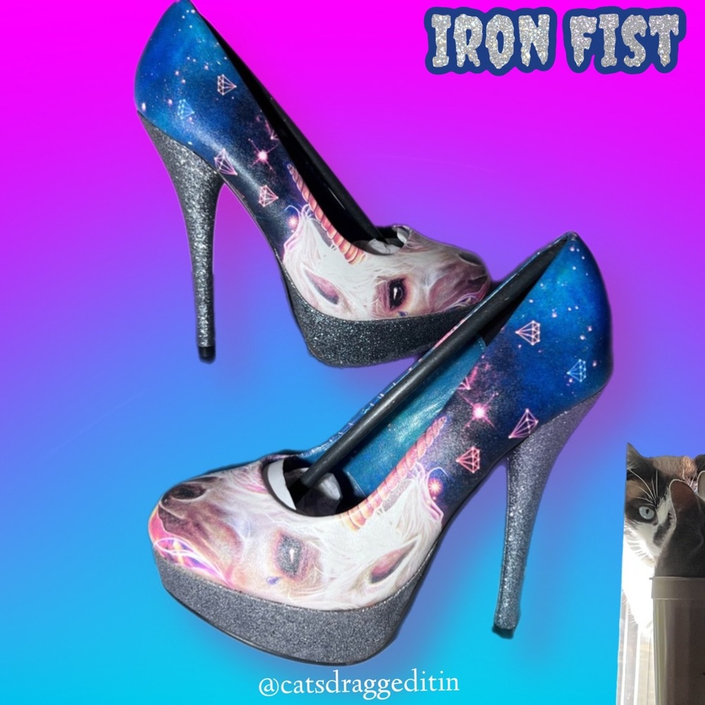 NIB $78 Iron Fist | Unicornopia | Platform Heels | Kawaii Unicorn Shoes | Unique